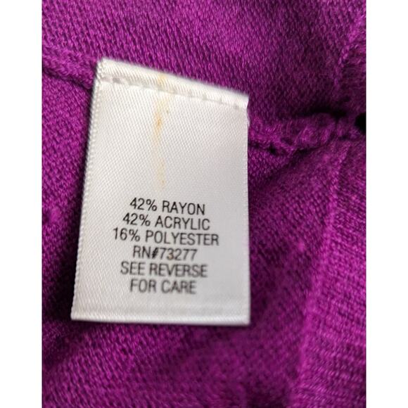 Apt 9 Deep Magenta/Plum V-Neck Tunic Sweater Split Hem Large fine knit EUC - Picture 3 of 9